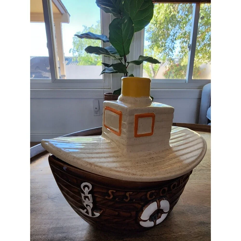 VINTAGE Ceramic Tugboat Cookie Jar | Nelson McCoy | 1980s